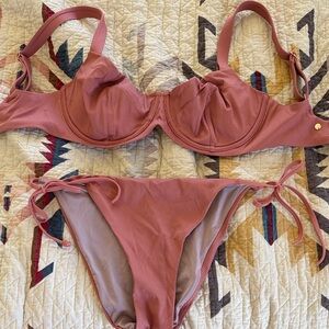 Victoria's Secret Dusty Rose Ribbed Bikini Set
